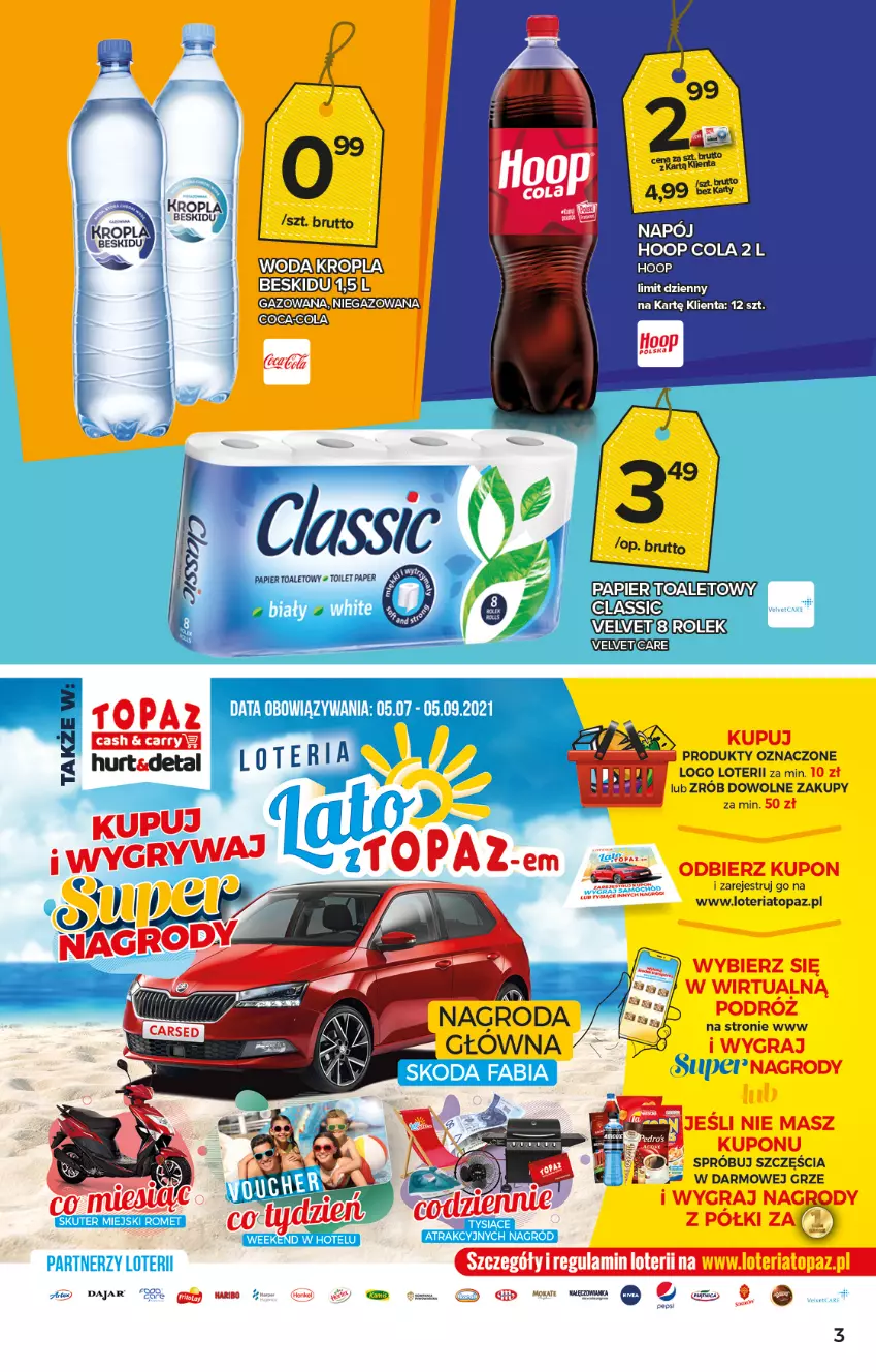 Gazetka promocyjna Topaz - Gazetka - ważna 22.07 do 28.07.2021 - strona 3 - produkty: Gra, Gry, Haribo, Hoop, Napój, Papier, Top, Velvet, Woda