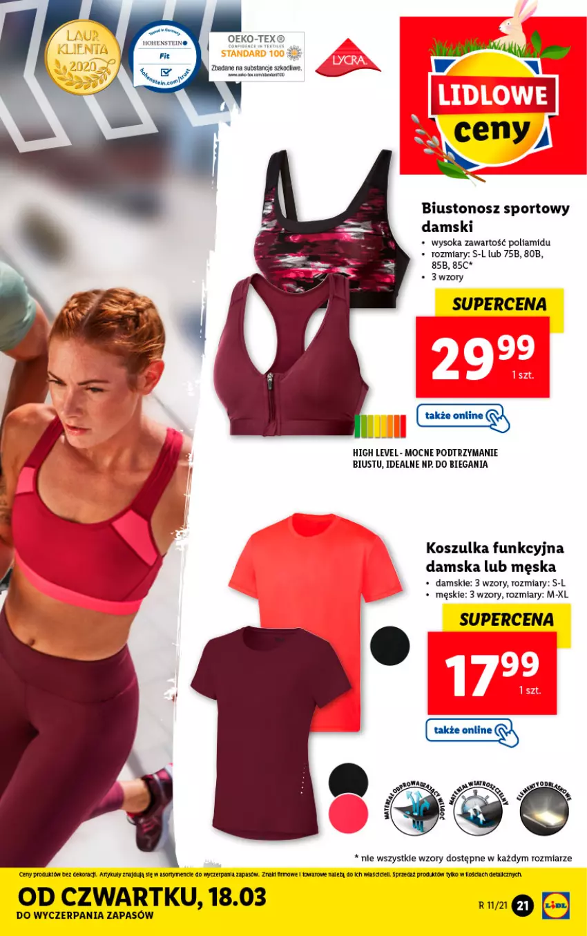 Gazetka promocyjna Lidl - GAZETKA - ważna 15.03 do 20.03.2021 - strona 21 - produkty: Biustonosz, Kosz, Koszulka, Koszulka funkcyjna, Por, Sok, Sport