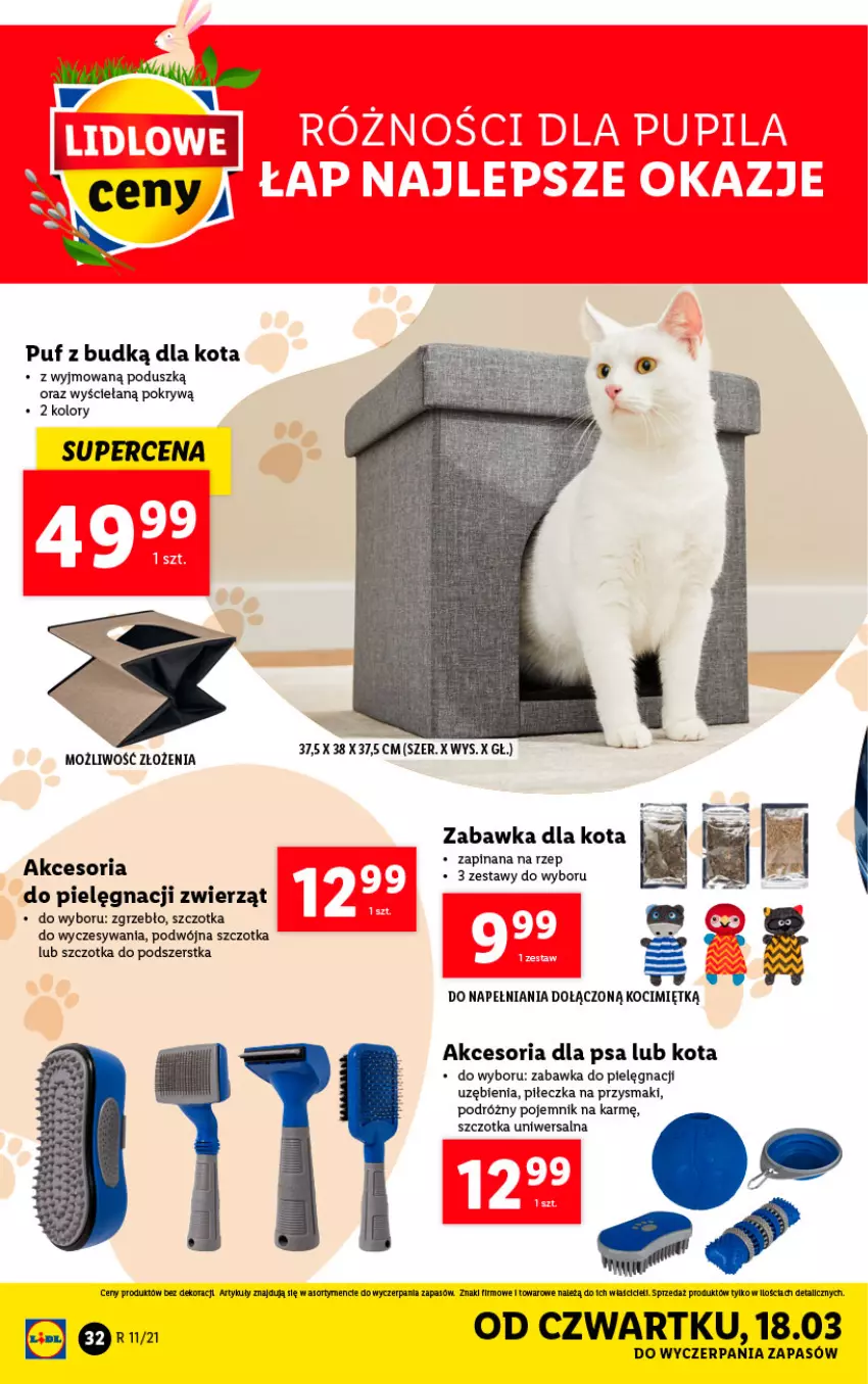 Gazetka promocyjna Lidl - GAZETKA - ważna 15.03 do 20.03.2021 - strona 32 - produkty: Koc, Pojemnik, Przysmaki, Puf, Szczotka, Zabawka