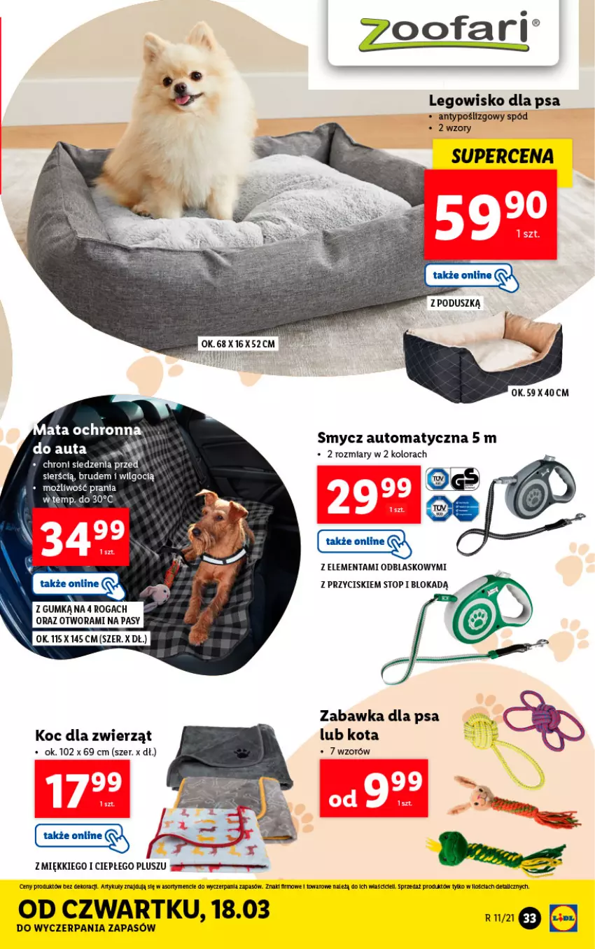 Gazetka promocyjna Lidl - GAZETKA - ważna 15.03 do 20.03.2021 - strona 33 - produkty: Fa, Koc, LEGO, Legowisko, LG, Smycz, Top, Zabawka