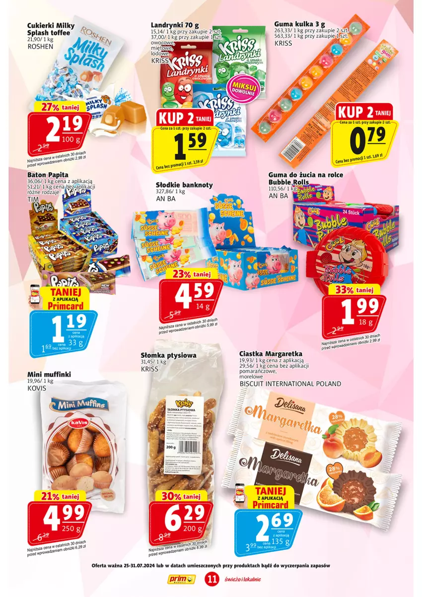 Gazetka promocyjna Prim Market - ważna 25.07 do 31.07.2024 - strona 11 - produkty: Baton, Ciastka, Cukier, Cukierki, Muffinki, Ser