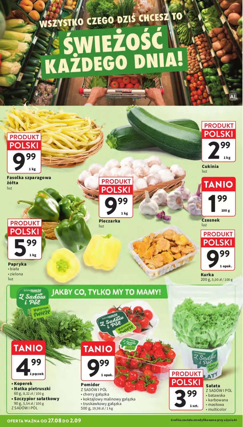 Gazetka promocyjna Intermarche - Gazetka Intermarche - ważna 27.08 do 02.09.2026 - strona 12 - produkty: Czosnek, Fa, Gra, Grafika, Masło, Natka pietruszki, Papryka, Piec, Pieczarka, Sałat