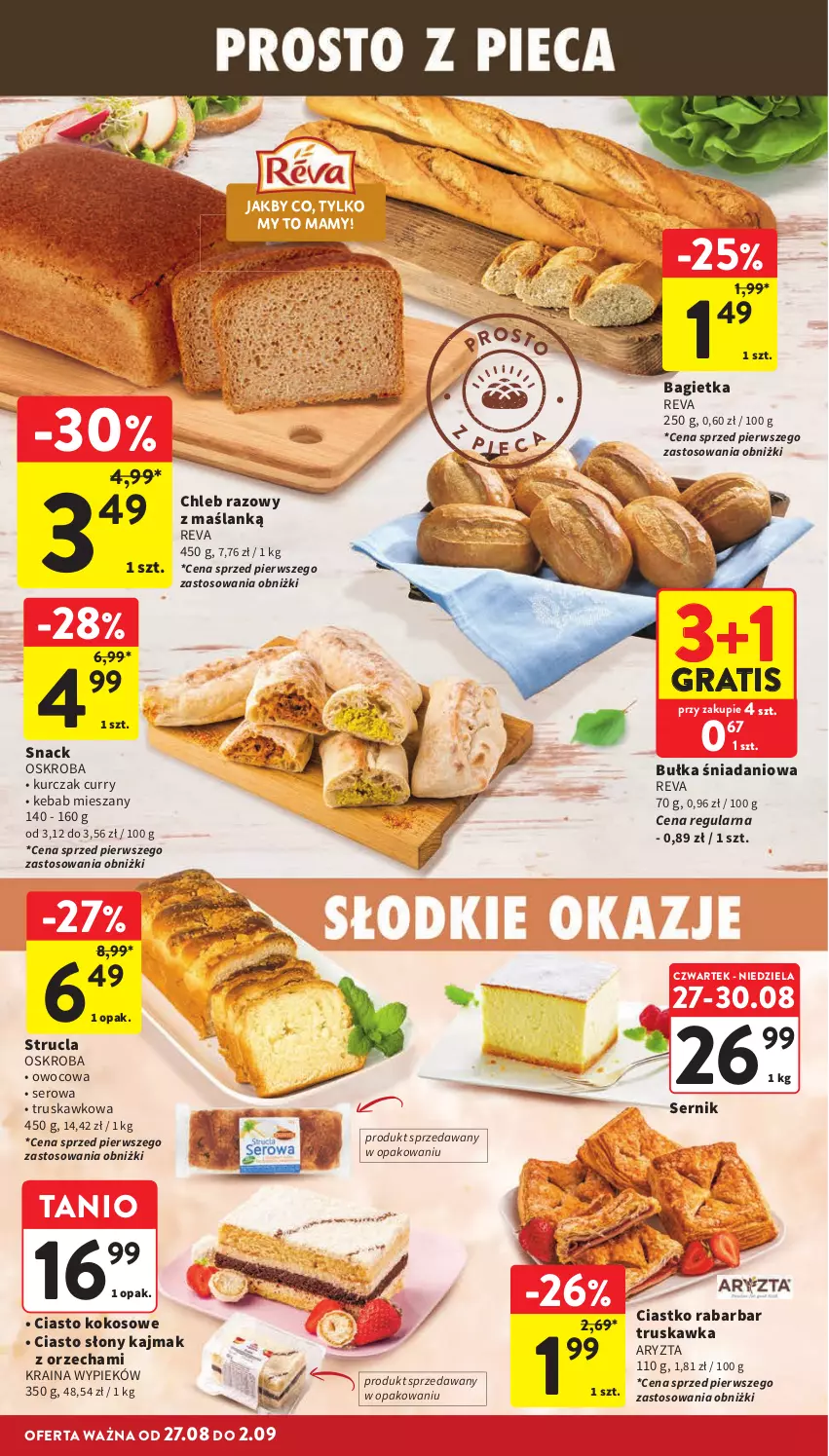 Gazetka promocyjna Intermarche - Gazetka Intermarche - ważna 27.08 do 02.09.2026 - strona 18 - produkty: Bagietka, Bułka, Chleb, Danio, Gra, Kebab, Kokos, Kurczak, Ser, Strucla