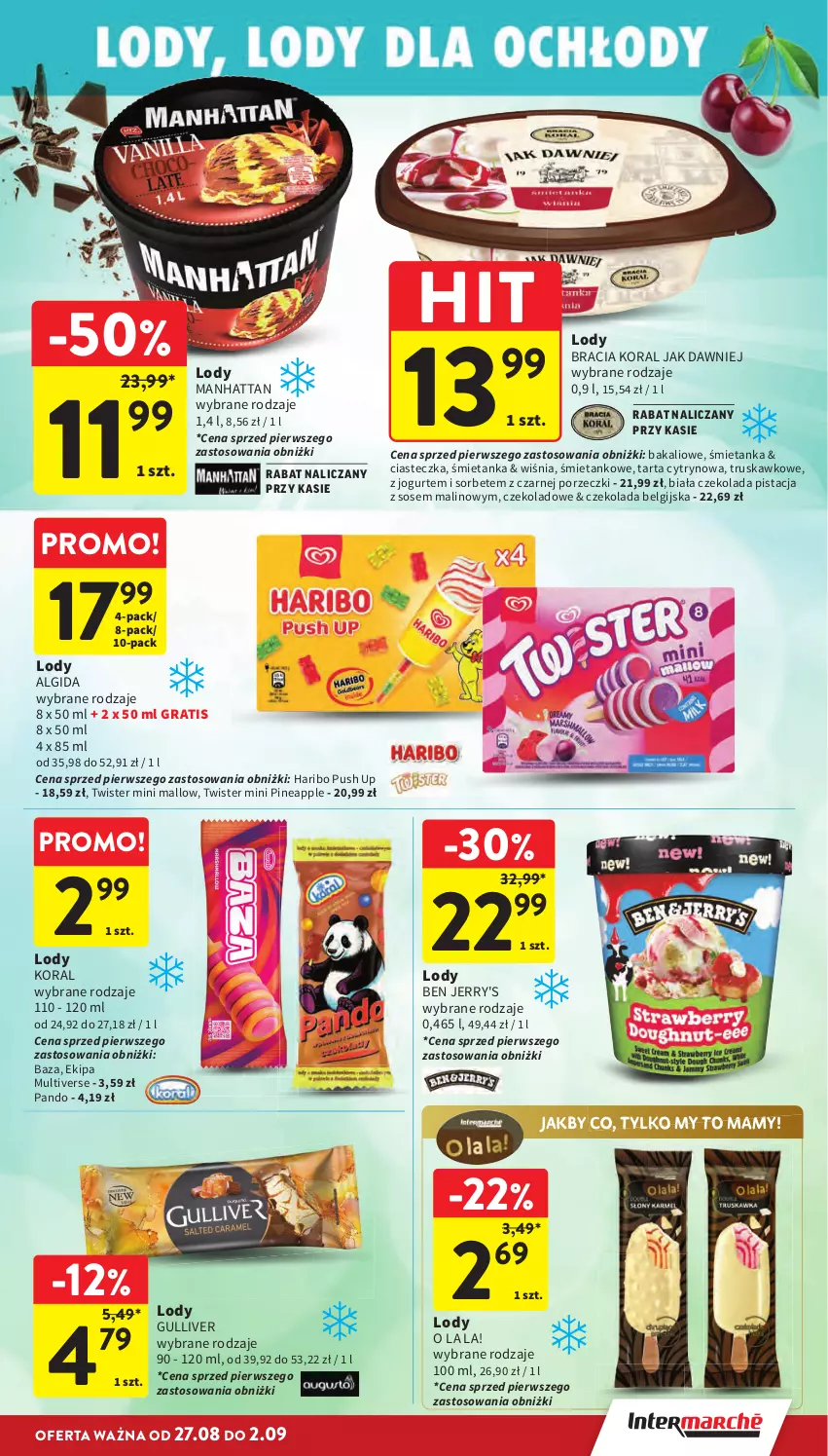 Gazetka promocyjna Intermarche - Gazetka Intermarche - ważna 27.08 do 02.09.2026 - strona 25 - produkty: Algida, Czekolada, Gra, Haribo, Jogurt, LG, Lody, Por, Sos, Tarta
