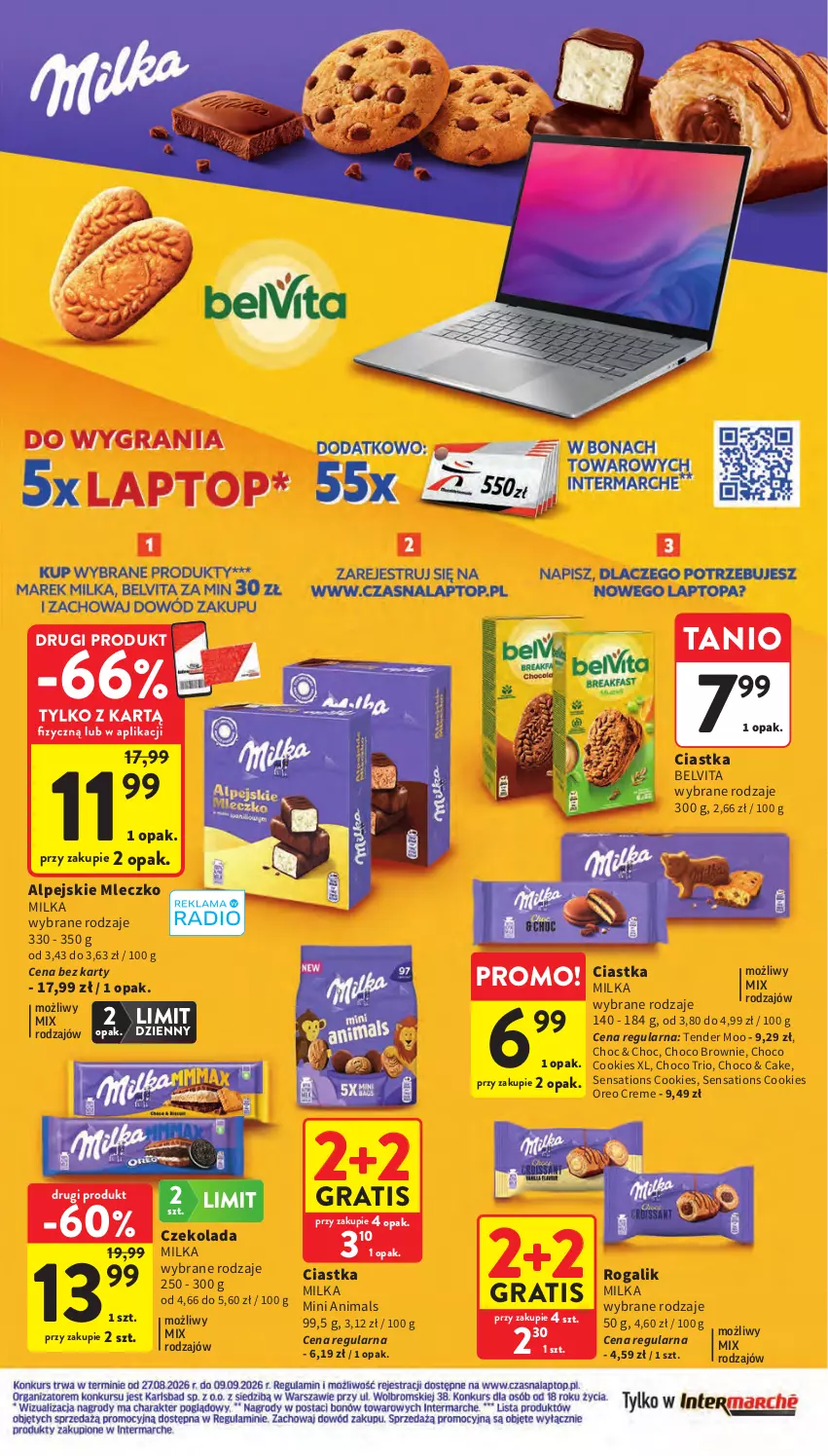 Gazetka promocyjna Intermarche - Gazetka Intermarche - ważna 27.08 do 02.09.2026 - strona 27 - produkty: BelVita, Brownie, Ciastka, Czekolada, Gra, Milka, Mleczko, Oreo, Rogal, Sati