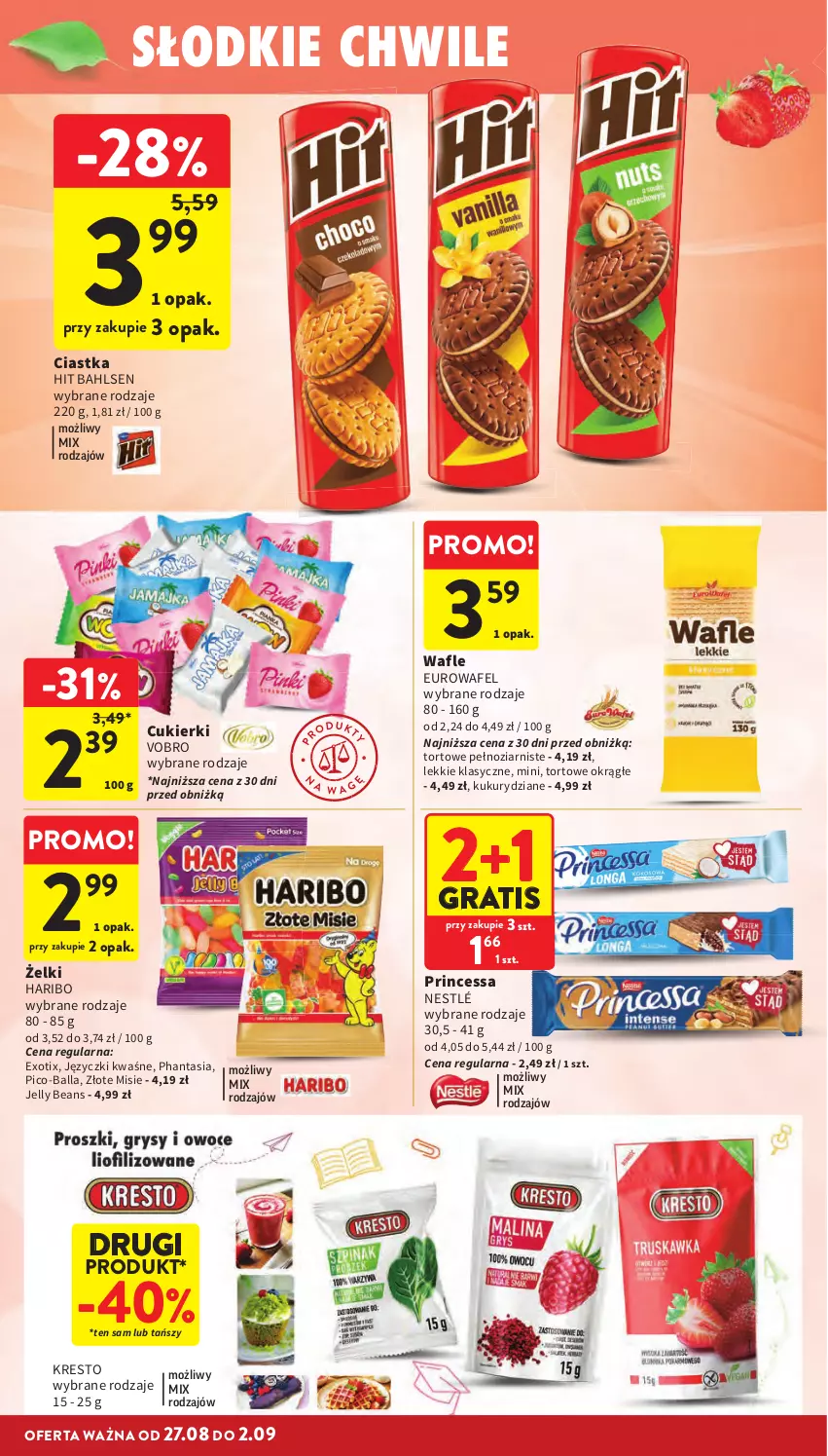 Gazetka promocyjna Intermarche - Gazetka Intermarche - ważna 27.08 do 02.09.2026 - strona 28 - produkty: Ciastka, Cukier, Cukierki, Gra, Haribo, Jelly beans, Nestlé, Pico-Balla, Princessa, Wafle