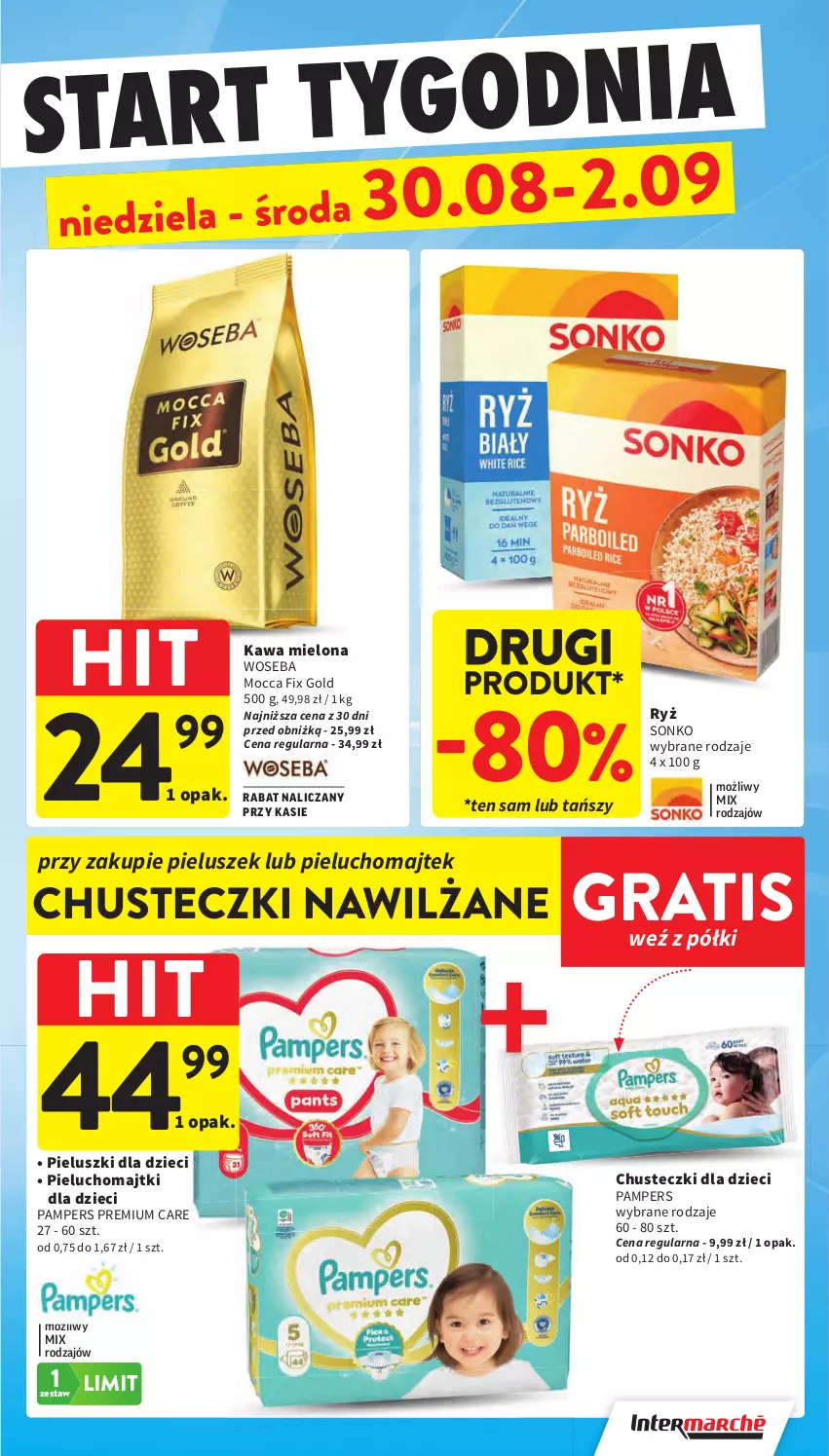 Gazetka promocyjna Intermarche - Gazetka Intermarche - ważna 27.08 do 02.09.2026 - strona 43 - produkty: Chusteczki, Dzieci, Gra, Kawa, Kawa mielona, Majtki, Mocca Fix Gold, Pampers, Pieluchomajtki, Ryż, Sonko, Woseba