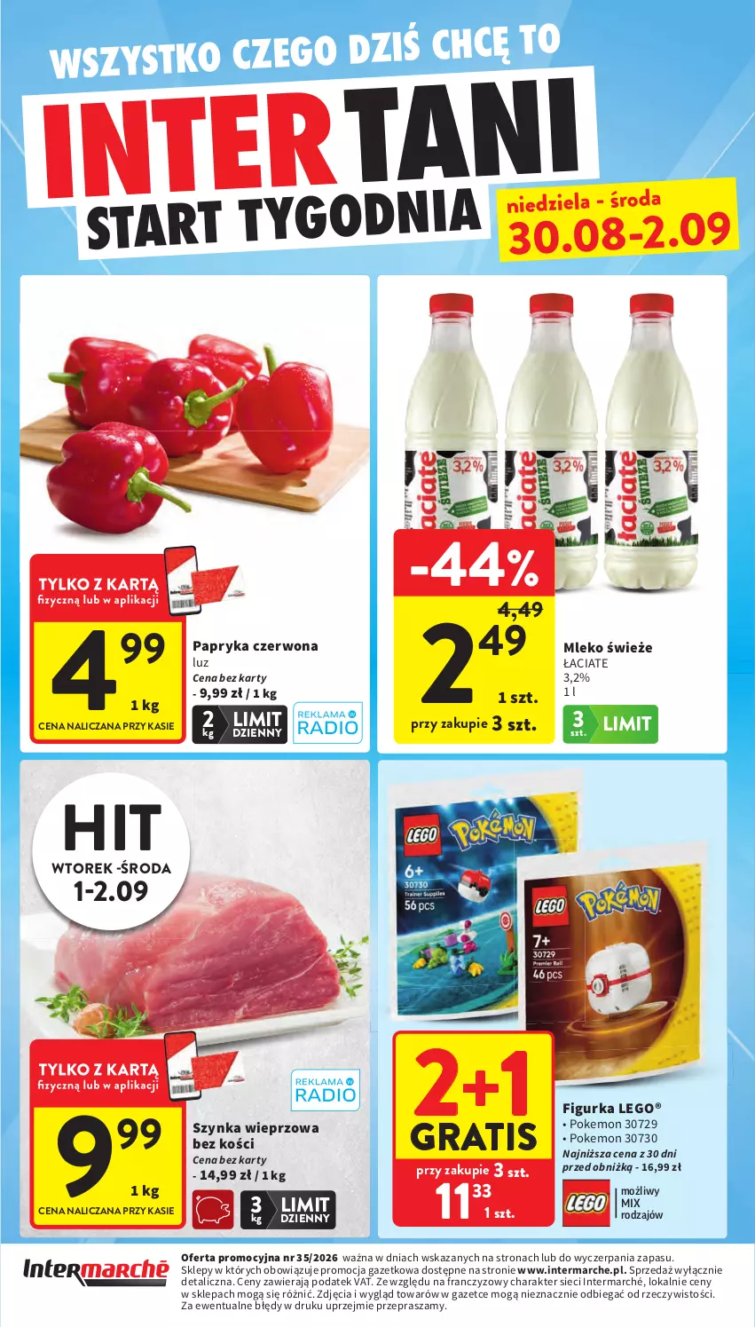 Gazetka promocyjna Intermarche - Gazetka Intermarche - ważna 27.08 do 02.09.2026 - strona 44 - produkty: Gra, LEGO, Mleko, Papryka, Papryka czerwona, Szynka, Szynka wieprzowa