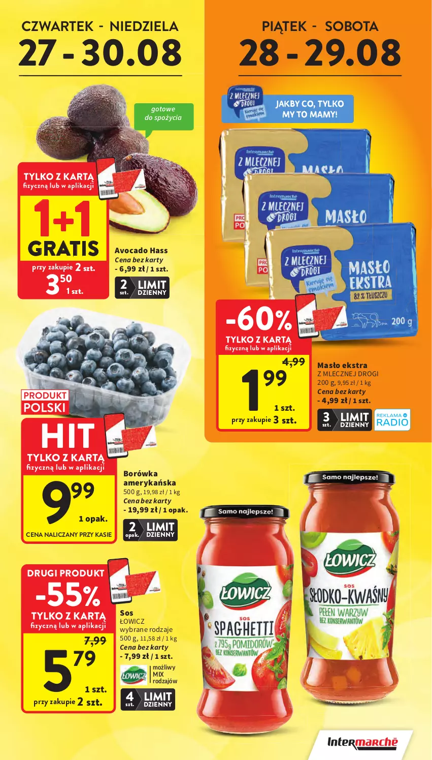 Gazetka promocyjna Intermarche - Gazetka Intermarche - ważna 27.08 do 02.09.2026 - strona 5 - produkty: Avocado, Borówka, Borówka amerykańska, Gra, Masło, Sos