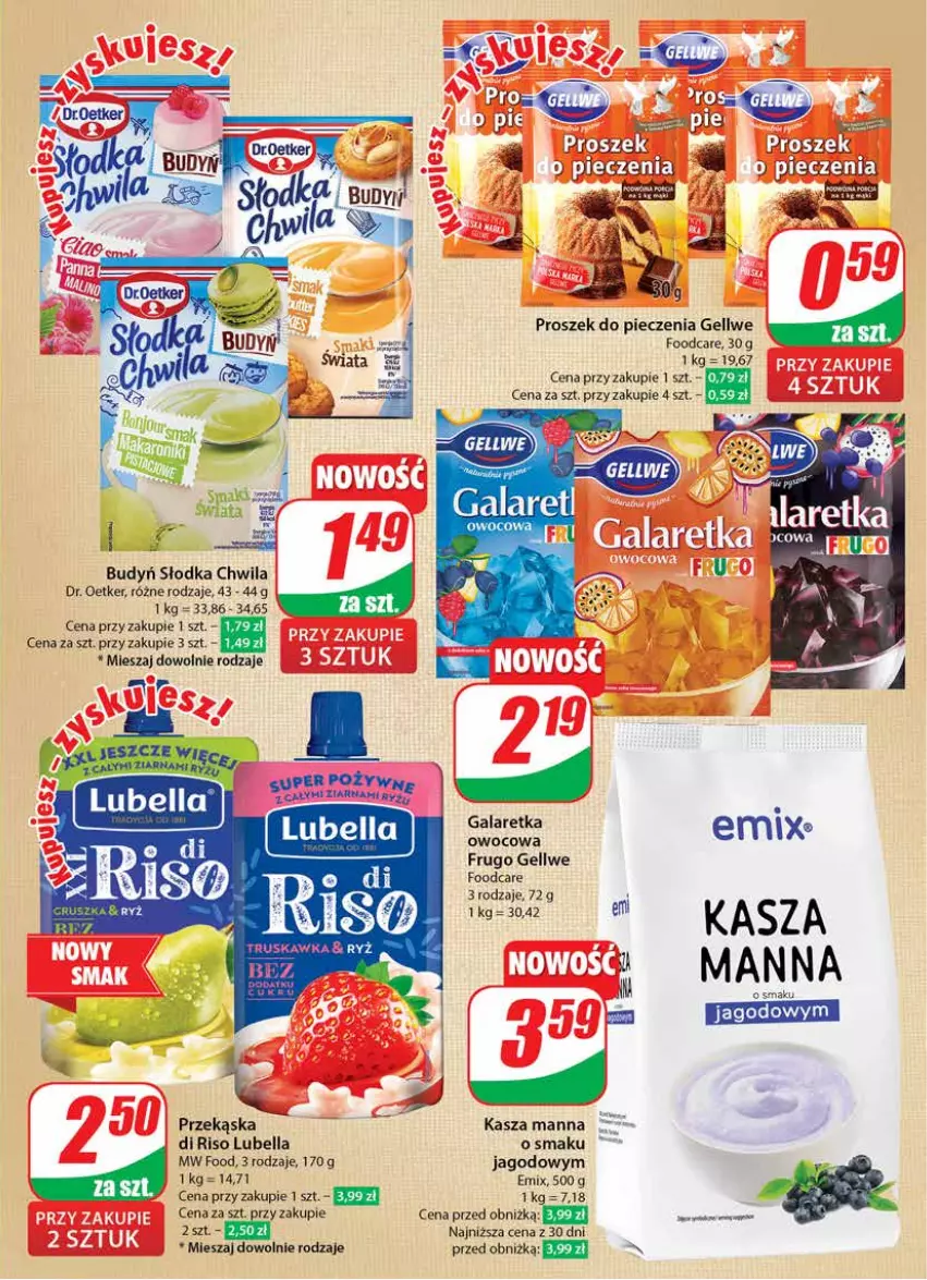 Gazetka promocyjna Dino - Gazetka 14 / 2024 - ważna 03.04 do 09.04.2024 - strona 11 - produkty: Bell, Bella, Budyń, Dr. Oetker, Gala, Galaretka, Kasza, Lubella, Piec, Proszek do pieczenia, Ryż, Słodka Chwila