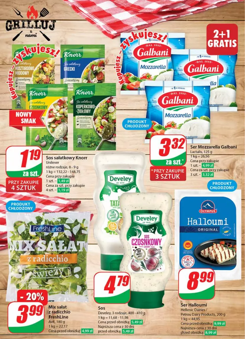 Gazetka promocyjna Dino - Gazetka 14 / 2024 - ważna 03.04 do 09.04.2024 - strona 18 - produkty: Galbani, Gin, Grill, Knorr, Mozzarella, Piwa, Sałat, Ser, Sos