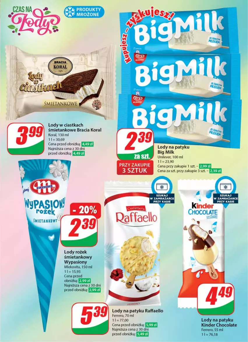 Gazetka promocyjna Dino - Gazetka 14 / 2024 - ważna 03.04 do 09.04.2024 - strona 25 - produkty: Big Milk, Ciastka, Fa, Ferrero, Lody, Mleko, Mlekovita, Raffaello