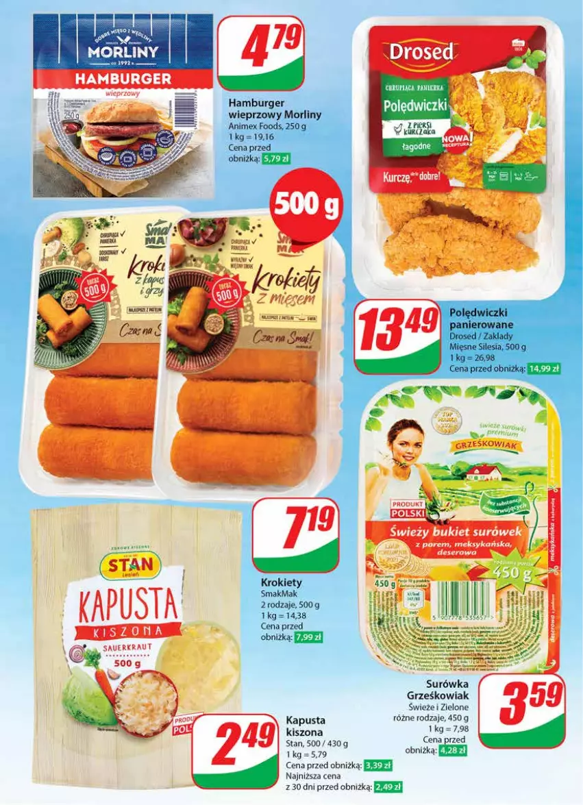 Gazetka promocyjna Dino - Gazetka 14 / 2024 - ważna 03.04 do 09.04.2024 - strona 38 - produkty: Burger, Hamburger, Krokiety, Morliny, Polędwiczki panierowane, Por