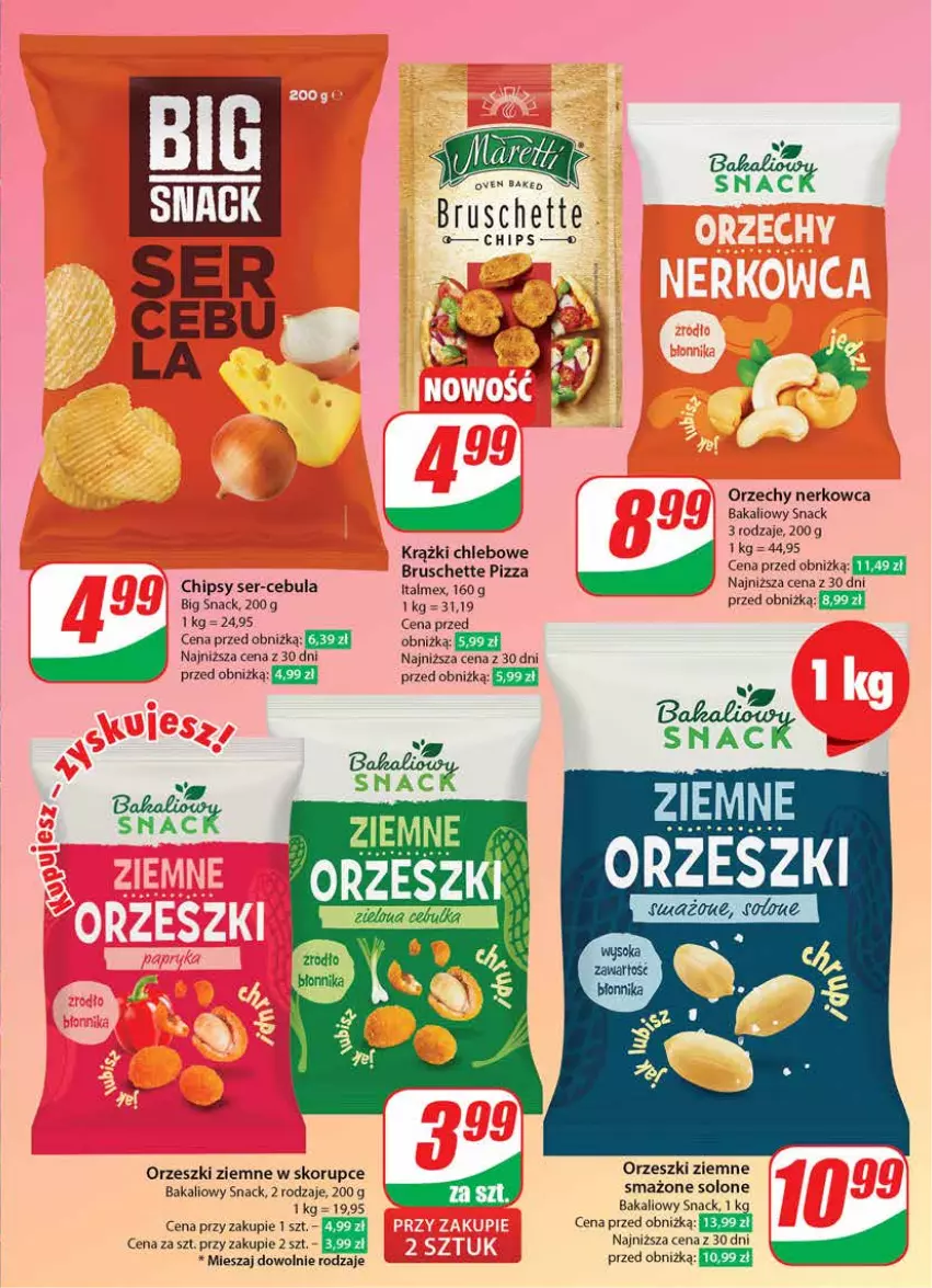 Gazetka promocyjna Dino - Gazetka 14 / 2024 - ważna 03.04 do 09.04.2024 - strona 41 - produkty: Bruschette, Cebula, Chipsy, Chleb, Orzeszki, Orzeszki ziemne, Pizza, Ser