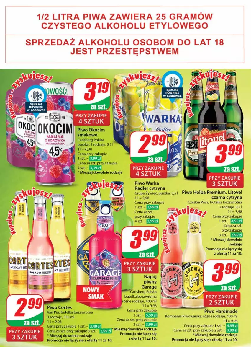 Gazetka promocyjna Dino - Gazetka 14 / 2024 - ważna 03.04 do 09.04.2024 - strona 44 - produkty: Carlsberg, Koc, Mus, Napój, Piwa, Piwo, Pur, Radler, Warka