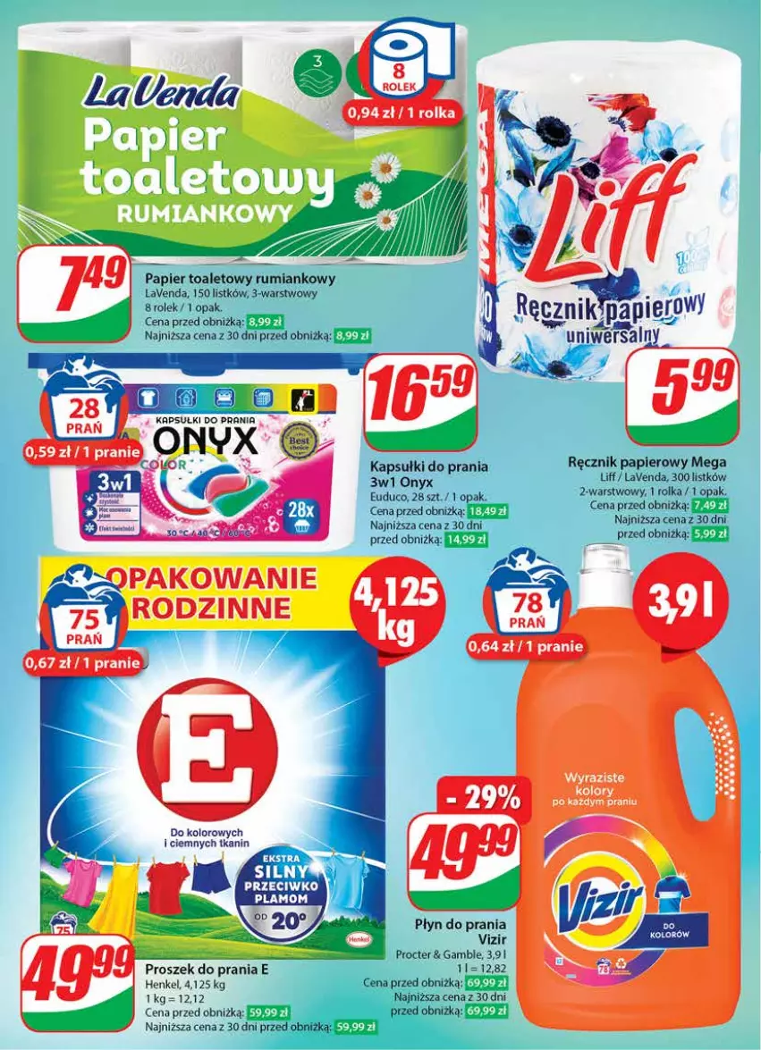 Gazetka promocyjna Dino - Gazetka 14 / 2024 - ważna 03.04 do 09.04.2024 - strona 58 - produkty: Fa, Kapsułki do prania, Papier, Papier toaletowy, Proszek do prania, Ręcznik, Rum