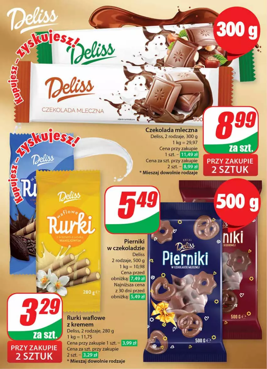 Gazetka promocyjna Dino - Gazetka 14 / 2024 - ważna 03.04 do 09.04.2024 - strona 6 - produkty: Czekolada, Czekolada mleczna, Deliss, Piernik, Pierniki w czekoladzie, Rurki