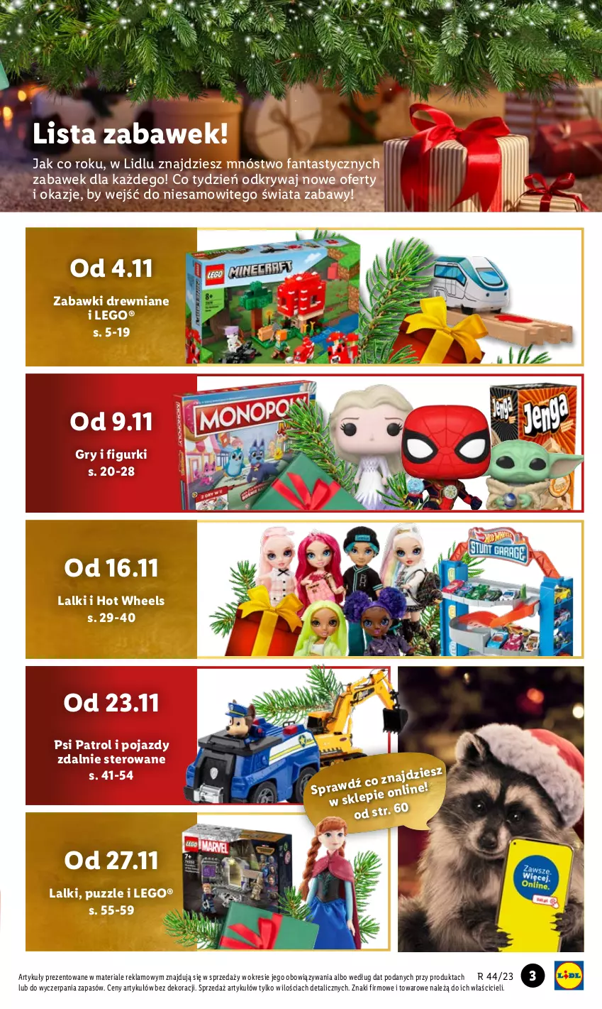 Gazetka promocyjna Lidl - KATALOG ZABAWKI - ważna 02.11 do 24.12.2023 - strona 3 - produkty: Fa, Fanta, Gry, Hot Wheels, LEGO, Pojazd, Psi Patrol, Puzzle, Zabawki drewniane