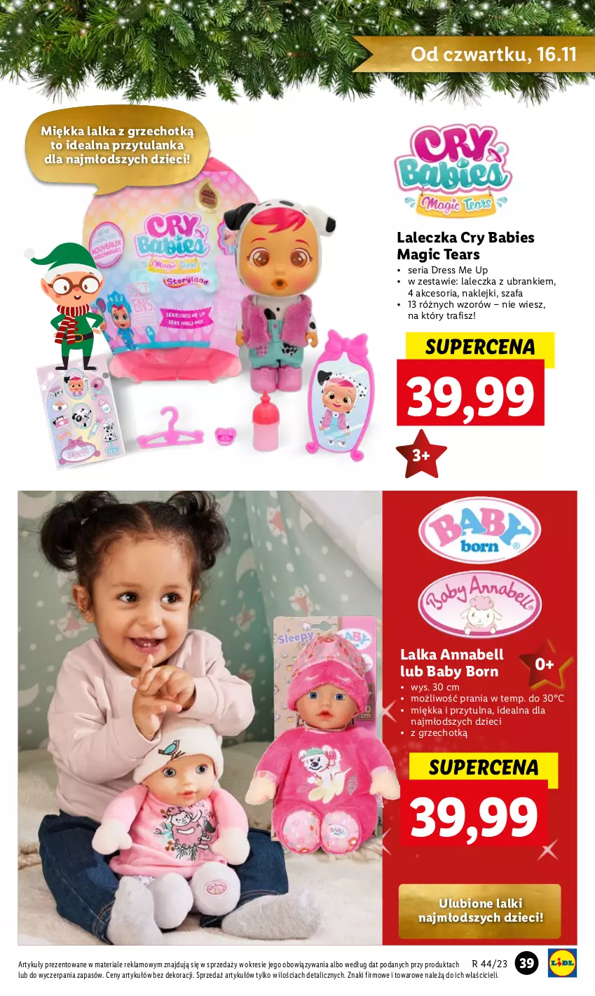 Gazetka promocyjna Lidl - KATALOG ZABAWKI - ważna 02.11 do 24.12.2023 - strona 39 - produkty: Baby Born, Bell, Dres, Dzieci, Fa, Klej, Lalka, Ser, Szafa