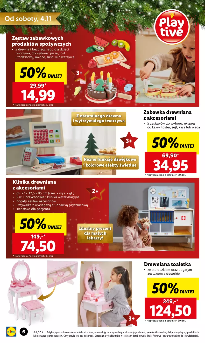 Gazetka promocyjna Lidl - KATALOG ZABAWKI - ważna 02.11 do 24.12.2023 - strona 6 - produkty: Dzieci, Owoce, Piec, Pizza, Sejf, Siedzisko, Sushi, Toaletka, Toster, Umywalka, Waga, Warzywa, Zabawka