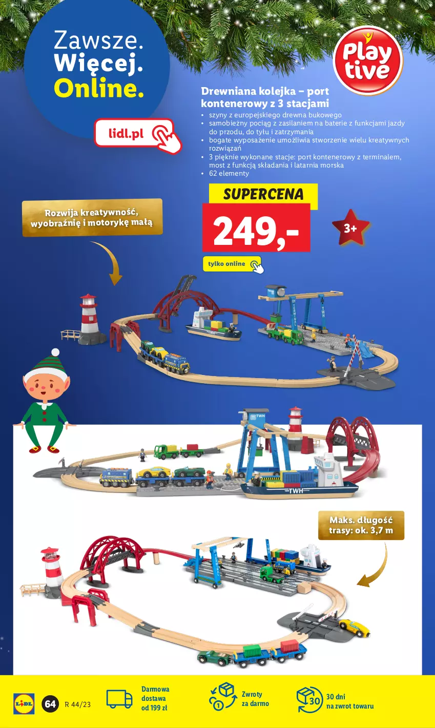 Gazetka promocyjna Lidl - KATALOG ZABAWKI - ważna 02.11 do 24.12.2023 - strona 64 - produkty: Drewniana kolejka, Kolejka, Latarnia, Olej, Pociąg, Por, Silan, Szyny