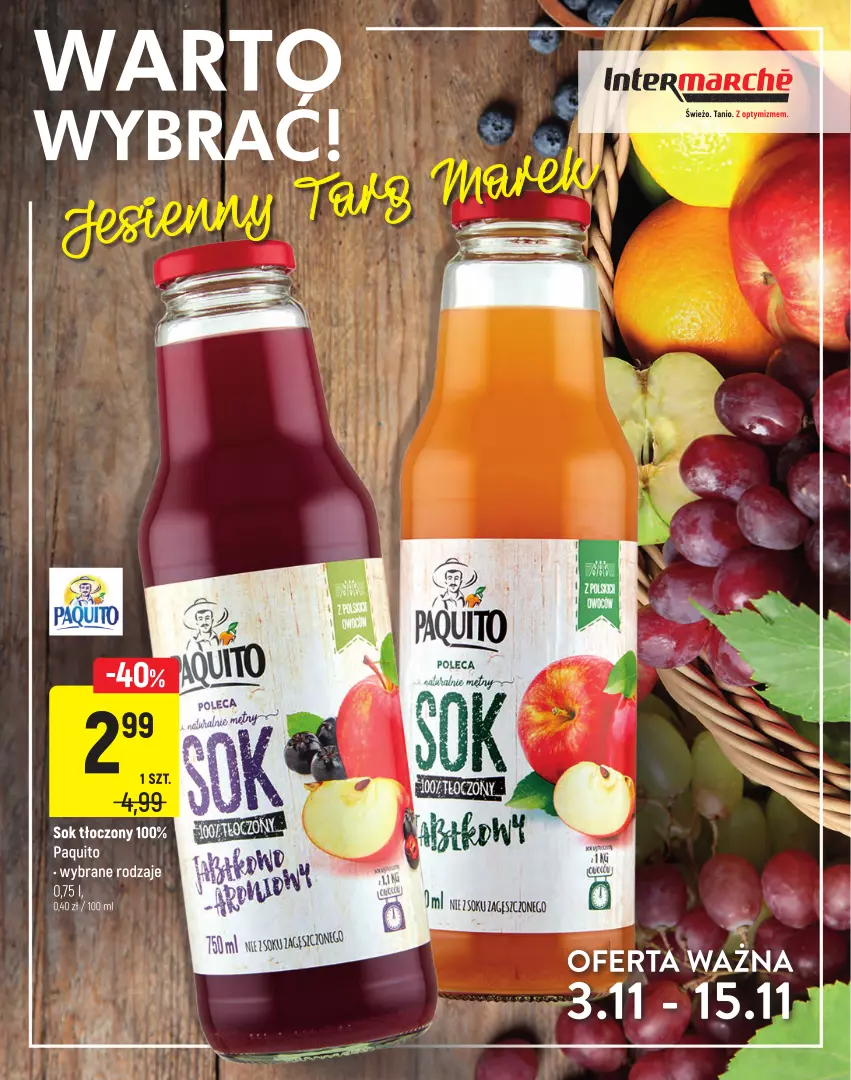 Gazetka promocyjna Intermarche - Targ Marek - ważna 04.11 do 15.11.2021 - strona 1 - produkty: Fa, Sok