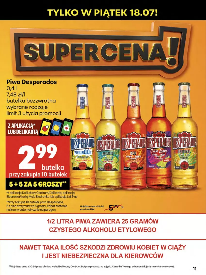 Gazetka promocyjna Delikatesy Centrum - Franczyza DC29 Czwartek - ważna 17.07 do 23.07.2025 - strona 11 - produkty: Desperados, Dron, Gra, Piec, Piwa, Piwo, Rum