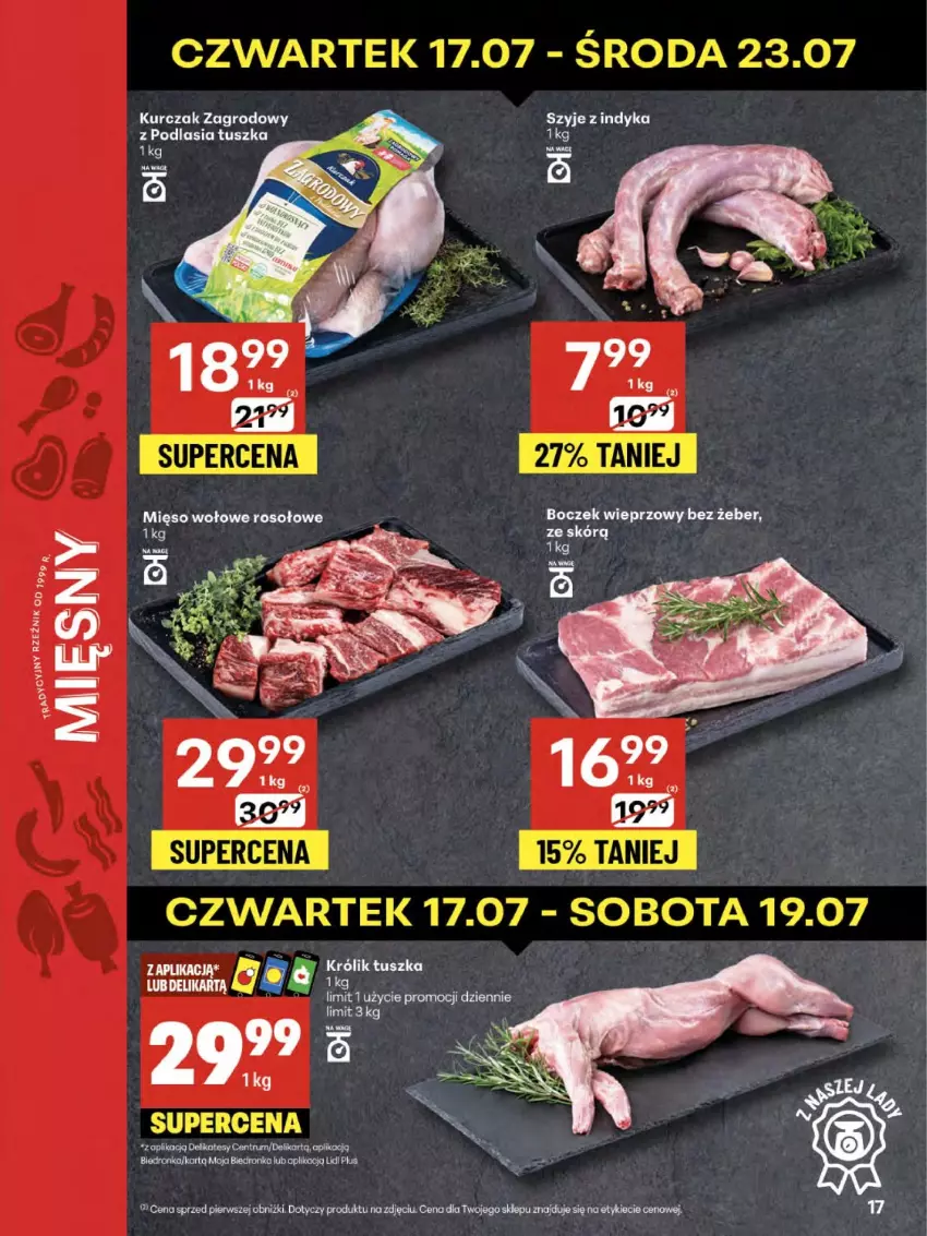 Gazetka promocyjna Delikatesy Centrum - Franczyza DC29 Czwartek - ważna 17.07 do 23.07.2025 - strona 17 - produkty: Boczek, Boczek wieprzowy, Dron, Królik, Tusz