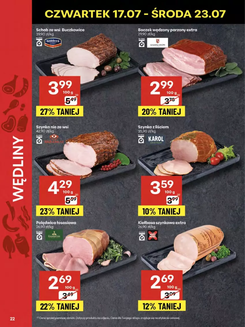 Gazetka promocyjna Delikatesy Centrum - Franczyza DC29 Czwartek - ważna 17.07 do 23.07.2025 - strona 22 - produkty: Boczek, Szynka, Top