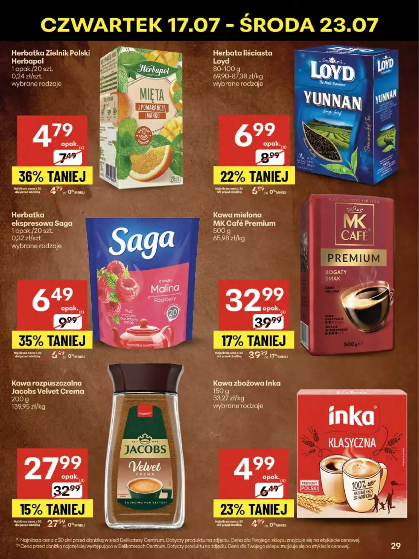 Gazetka promocyjna Delikatesy Centrum - Franczyza DC29 Czwartek - ważna 17.07 do 23.07.2025 - strona 29 - produkty: Herbapol, Herbata, Inka, Kawa, Kawa rozpuszczalna, Kawa zbożowa, LG, Loyd, Por, Rum, Saga