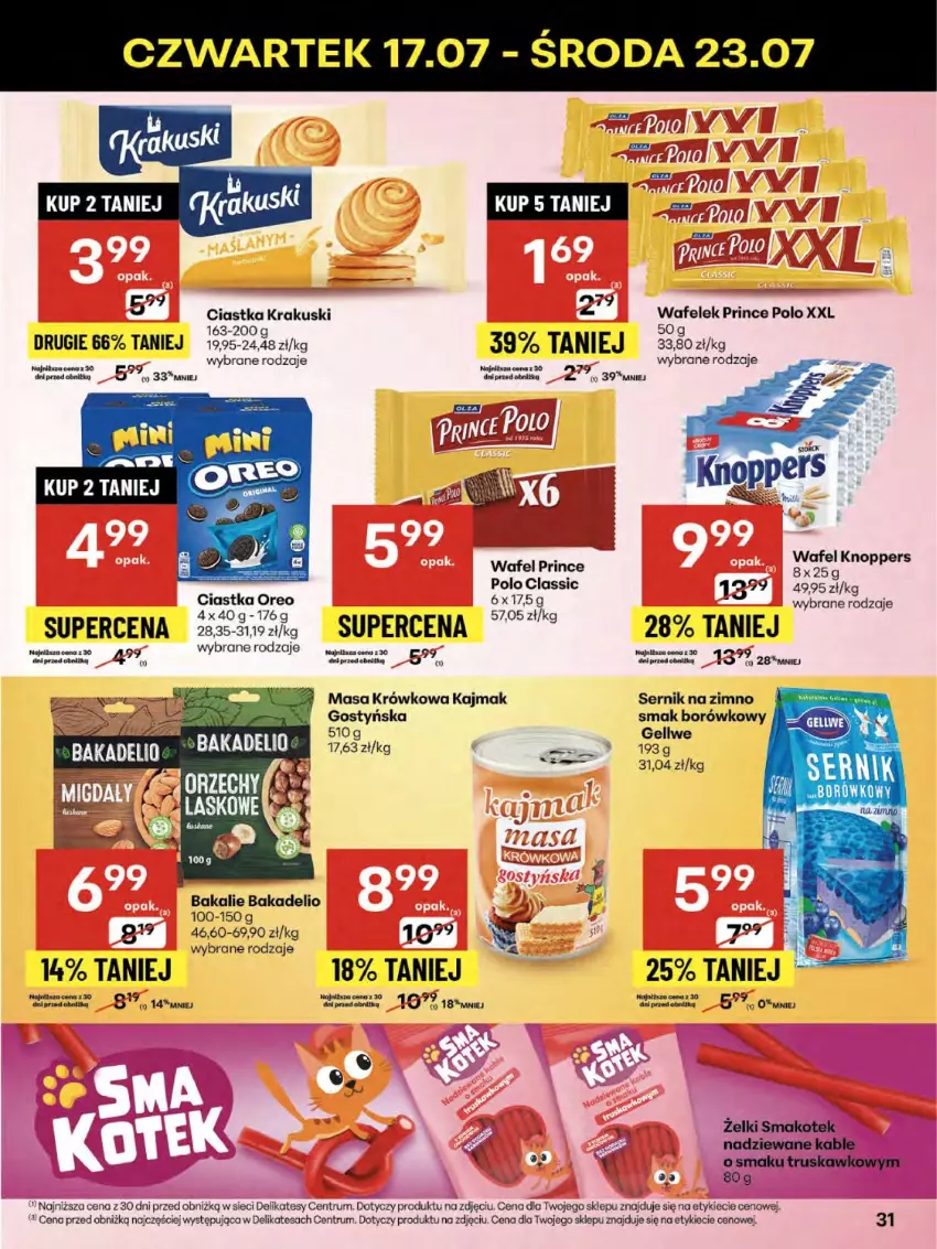 Gazetka promocyjna Delikatesy Centrum - Franczyza DC29 Czwartek - ważna 17.07 do 23.07.2025 - strona 31 - produkty: Ciastka, Kotek, Krakus, Krakuski, Masa krówkowa, Nike, Oreo, Prince Polo, Rum, Ser, Smakotek, Wafelek