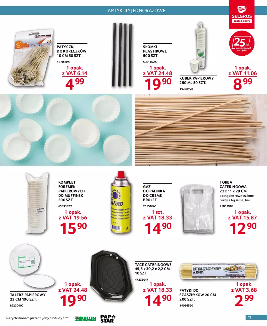 Gazetka promocyjna Selgros - Oferta gastronomiczna - ważna 22.09 do 05.10.2022 - strona 13 - produkty: Kubek, Kubek papierowy, Papier, Talerz, Talerz papierowy, Torba