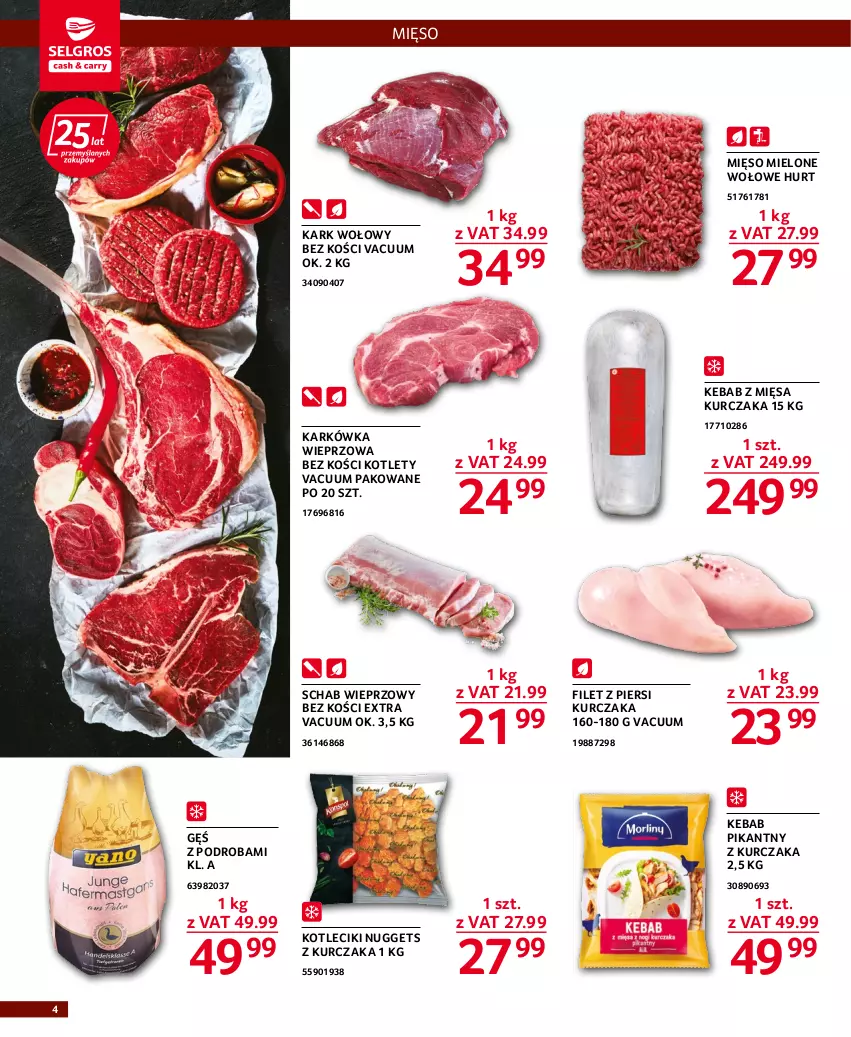 Gazetka promocyjna Selgros - Oferta gastronomiczna - ważna 22.09 do 05.10.2022 - strona 4 - produkty: Filet z piersi kurczaka, Kark wołowy, Karkówka wieprzowa, Kebab, Kotlet, Kurczak, Mięso, Mięso mielone, Nuggets z kurczaka, Schab wieprzowy