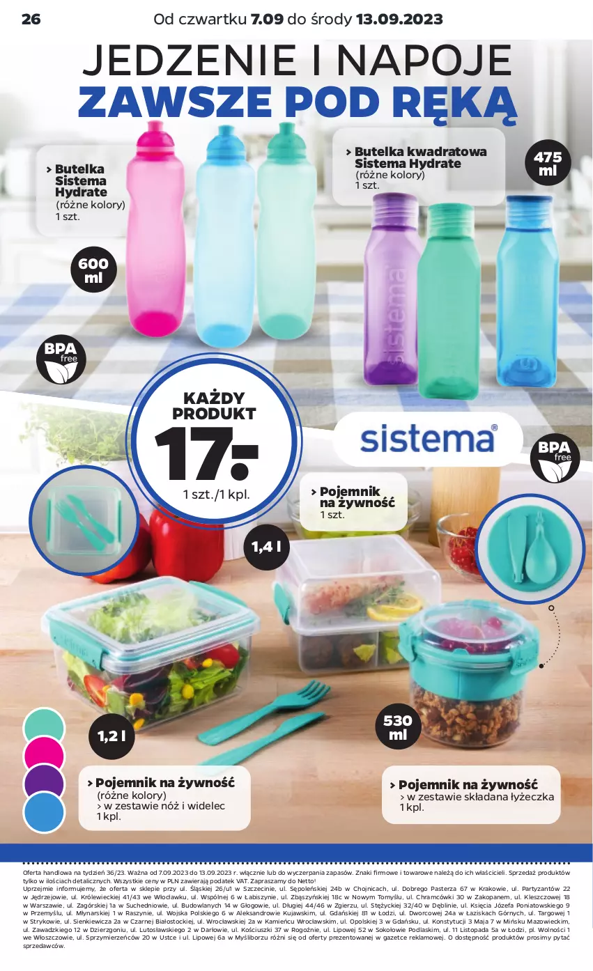 Gazetka promocyjna Netto - Akcesoria i dodatki - ważna 07.09 do 13.09.2023 - strona 10 - produkty: Fa, Kujawski, Napoje, Podlaski, Pojemnik, Sok, Stock, Top, Widelec