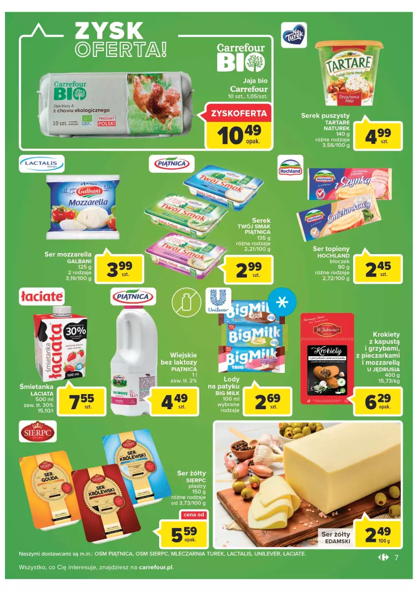 Gazetka promocyjna Carrefour - Gazetka Szalona 5 Carrefour Suwałki - ważna 02.08 do 13.08.2022 - strona 7 - produkty: Edam, Jaja, Mozzarella, SEKO, Ser