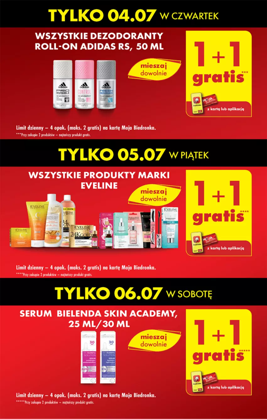 Gazetka promocyjna Biedronka - Od czwartku - ważna 04.07 do 10.07.2024 - strona 13 - produkty: Adidas, Bielenda, Dezodorant, Dron, Eveline, Gra, Rum, Ser, Serum