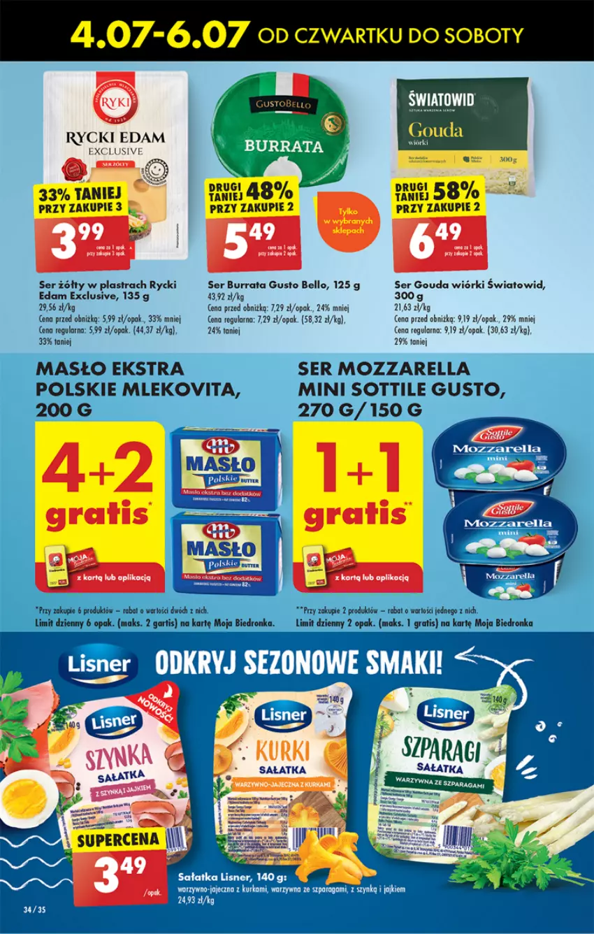 Gazetka promocyjna Biedronka - Od czwartku - ważna 04.07 do 10.07.2024 - strona 38 - produkty: Bell, Burrata, Dron, Edam, Gouda, Gra, Masło, Mleko, Mlekovita, Mozzarella, Rycki Edam, Ser