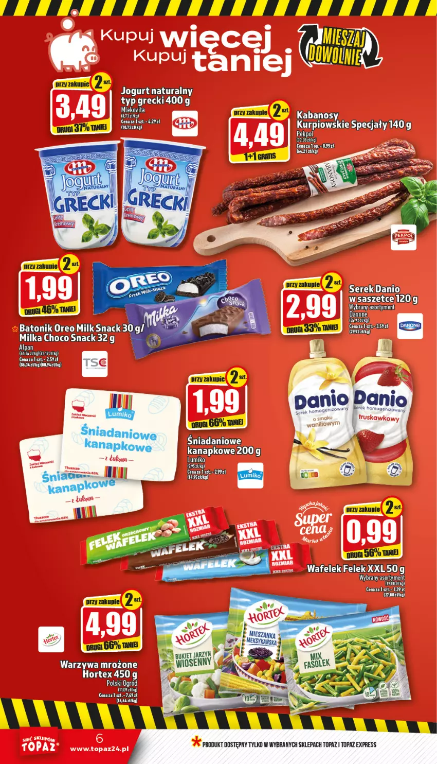 Gazetka promocyjna Topaz - Gazetka - ważna 26.01 do 01.02.2023 - strona 6 - produkty: Danio, Ser, Serek, Serek homogenizowany, Top