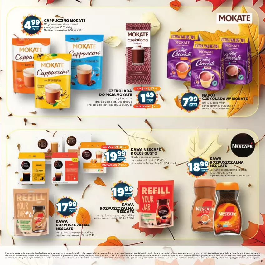 Gazetka promocyjna Stokrotka - Jesienne Inspiracje - ważna 17.10.2023 do 29.10.2024 - strona 31 - produkty: Cappuccino, Czekolada, Dolce Gusto, Kawa, Kawa rozpuszczalna, Magnez, Mięso, Napój, Nescafé, Owoce, Warzywa