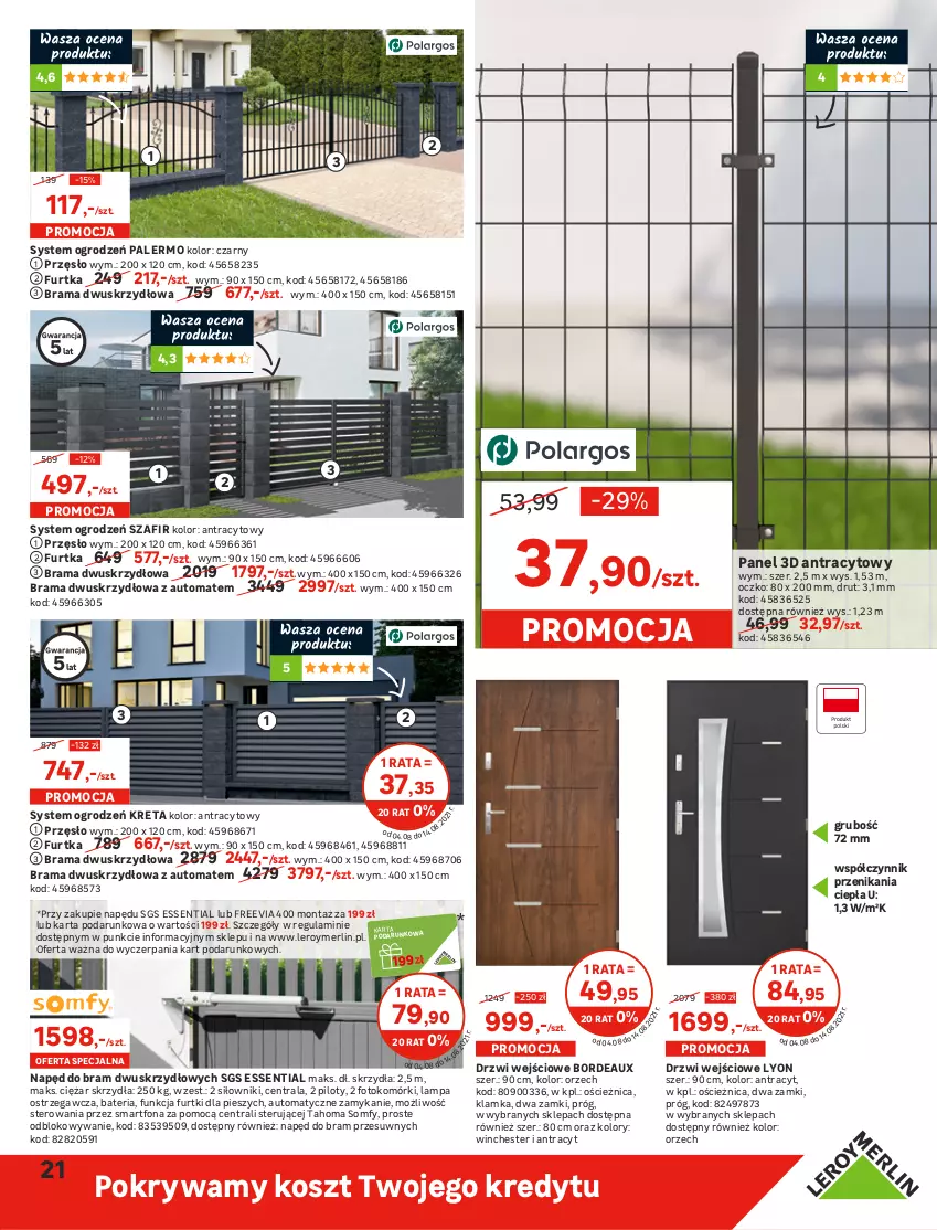 Gazetka promocyjna Leroy Merlin - Nowe Drzwi - ważna 04.08 do 24.08.2021 - strona 21 - produkty: Bateria, Bordeaux, Chodnik, Drzwi, Drzwi wejściowe, Gra, Klamka, Kosz, Kret, Lampa, LANA, Olma, Płyta, Pokrywa, Rama, Rura, Smartfon, Telefon, Wełna, Wełna szklana