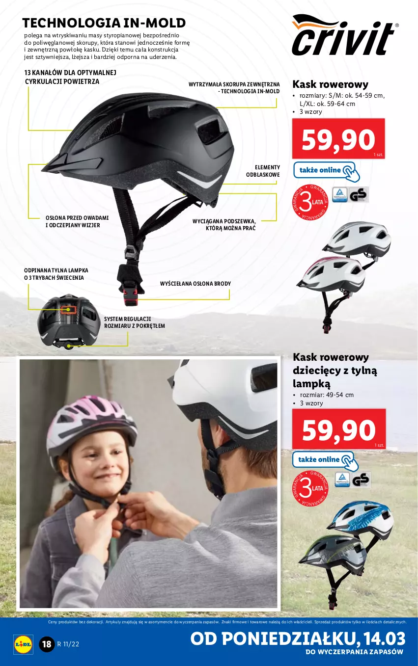 Gazetka promocyjna Lidl - GAZETKA - ważna 14.03 do 19.03.2022 - strona 18 - produkty: Dzieci, Kask, Por, Rower, Ryba