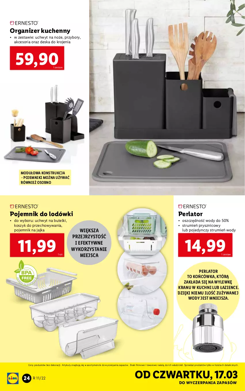 Gazetka promocyjna Lidl - GAZETKA - ważna 14.03 do 19.03.2022 - strona 24 - produkty: Deska do krojenia, Kosz, Noż, Organizer, Pojemnik, Rum