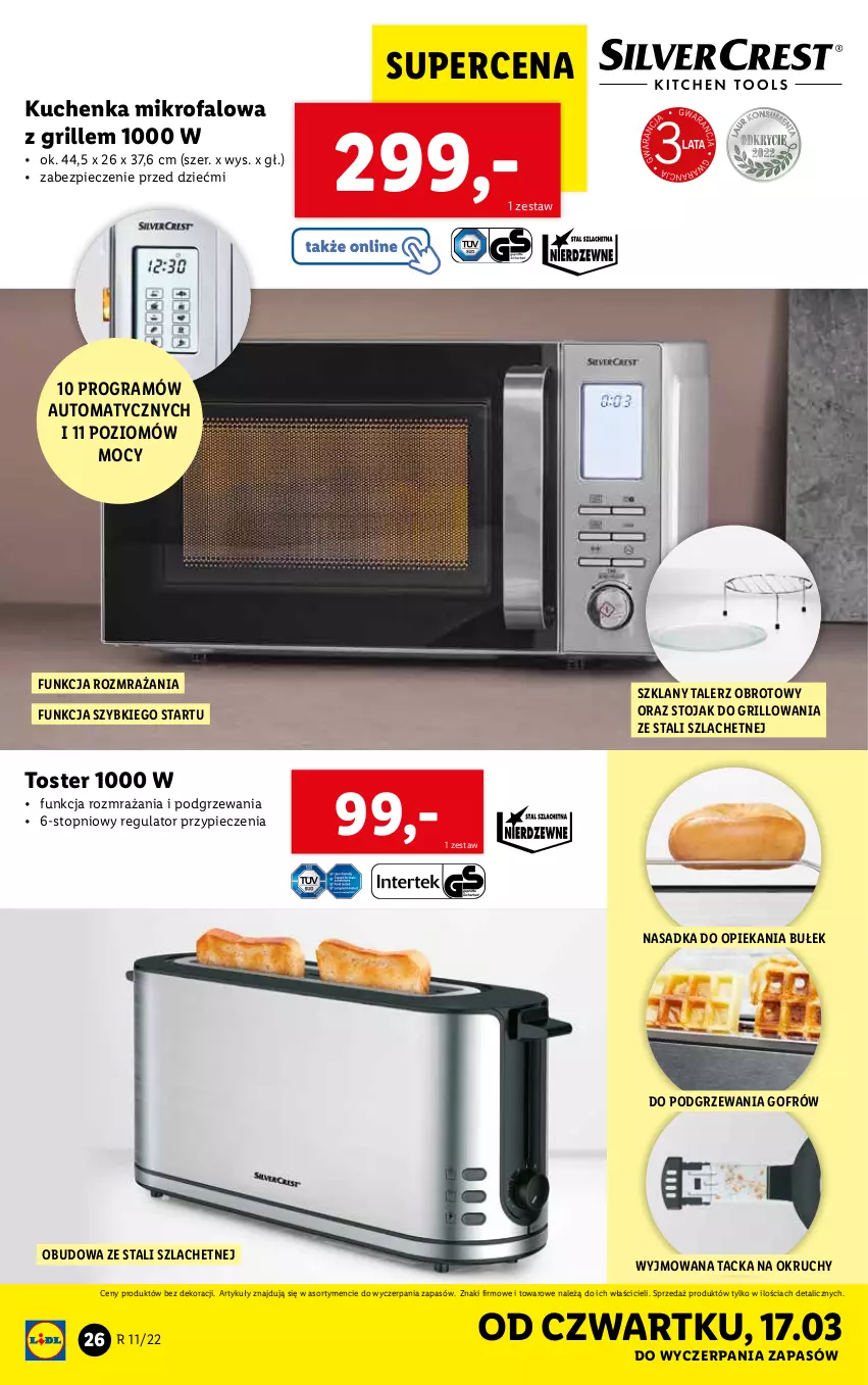 Gazetka promocyjna Lidl - GAZETKA - ważna 14.03 do 19.03.2022 - strona 26 - produkty: Fa, Gra, Grill, Kuchenka mikrofalowa, Piec, Stojak, Talerz, Top, Toster