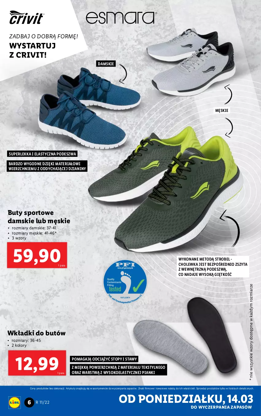 Gazetka promocyjna Lidl - GAZETKA - ważna 14.03 do 19.03.2022 - strona 6 - produkty: Buty, Por, Sok, Sport, Top, Wkładki