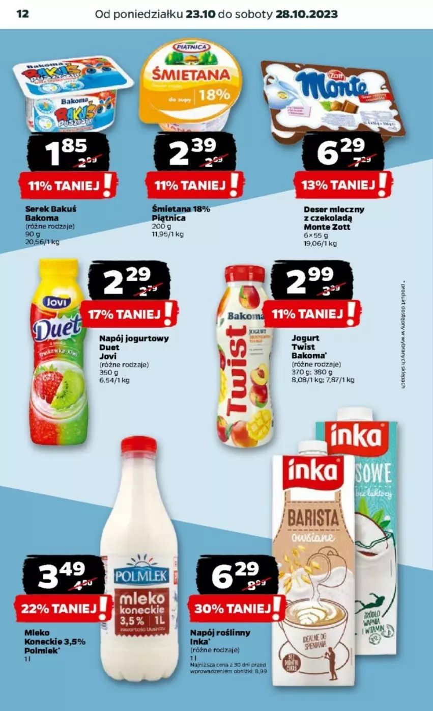 Gazetka promocyjna Netto - ważna 23.10 do 29.10.2023 - strona 4 - produkty: Bakoma, Deser, Deser mleczny, Inka, Jogurt, Monte, Napój, Napój jogurtowy, Napój roślinny, Ser, Serek, Zott