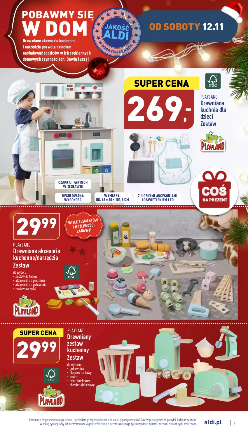 Gazetka promocyjna Aldi - Zaplanuj zakupy wcześniej - ważna 09.11 do 12.11.2022 - strona 7 - produkty: Blender, Czapka, Drewniana kuchnia, Dzieci, Fa, Gofrownica, Kuchnia, Piec, Robot, Sok, Toster, Zestaw narzędzi