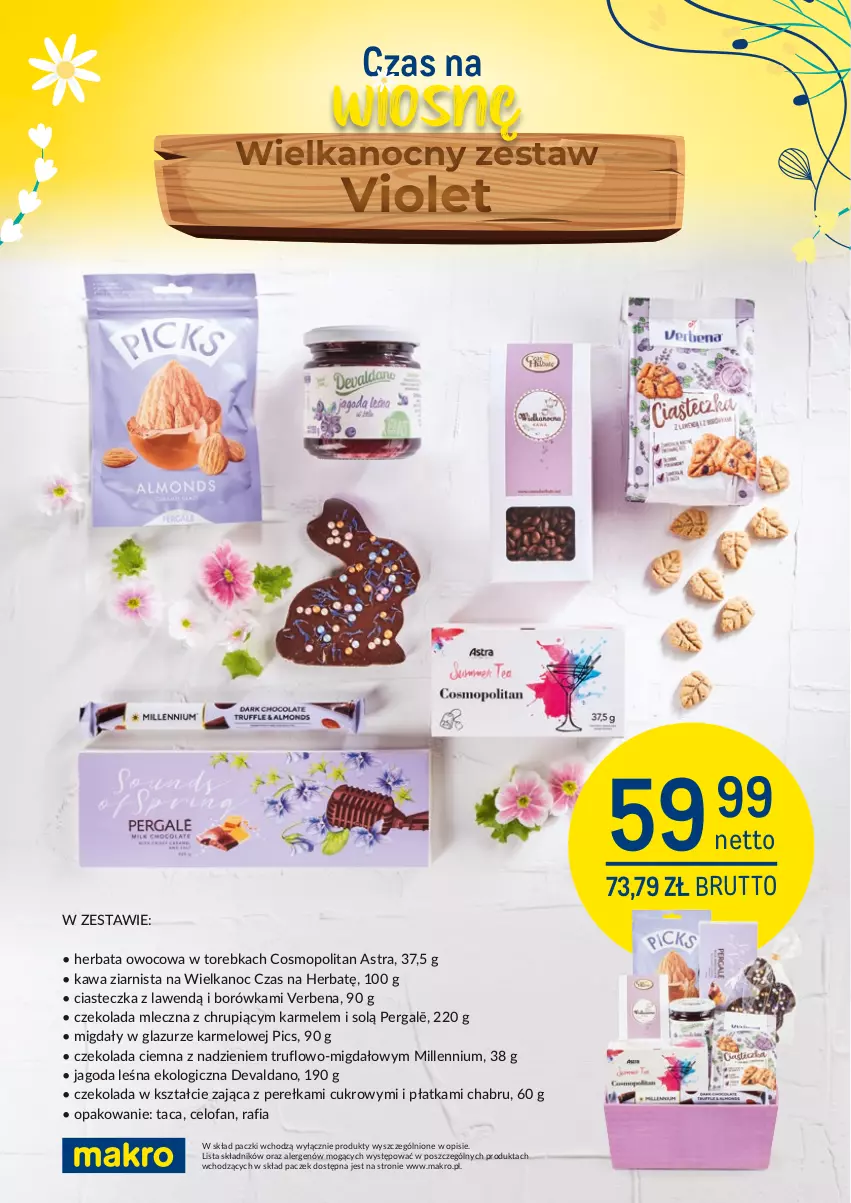 Gazetka promocyjna Makro - [Oferta Specjalna] - Wielkanocne zestawy upominkowe - ważna 08.03 do 16.04.2022 - strona 5 - produkty: Borówka, Czekolada, Czekolada mleczna, Fa, Herbata, Herbata owocowa, Kawa, Kawa ziarnista, Lazur, Migdały, Mop, Taca, Torebka