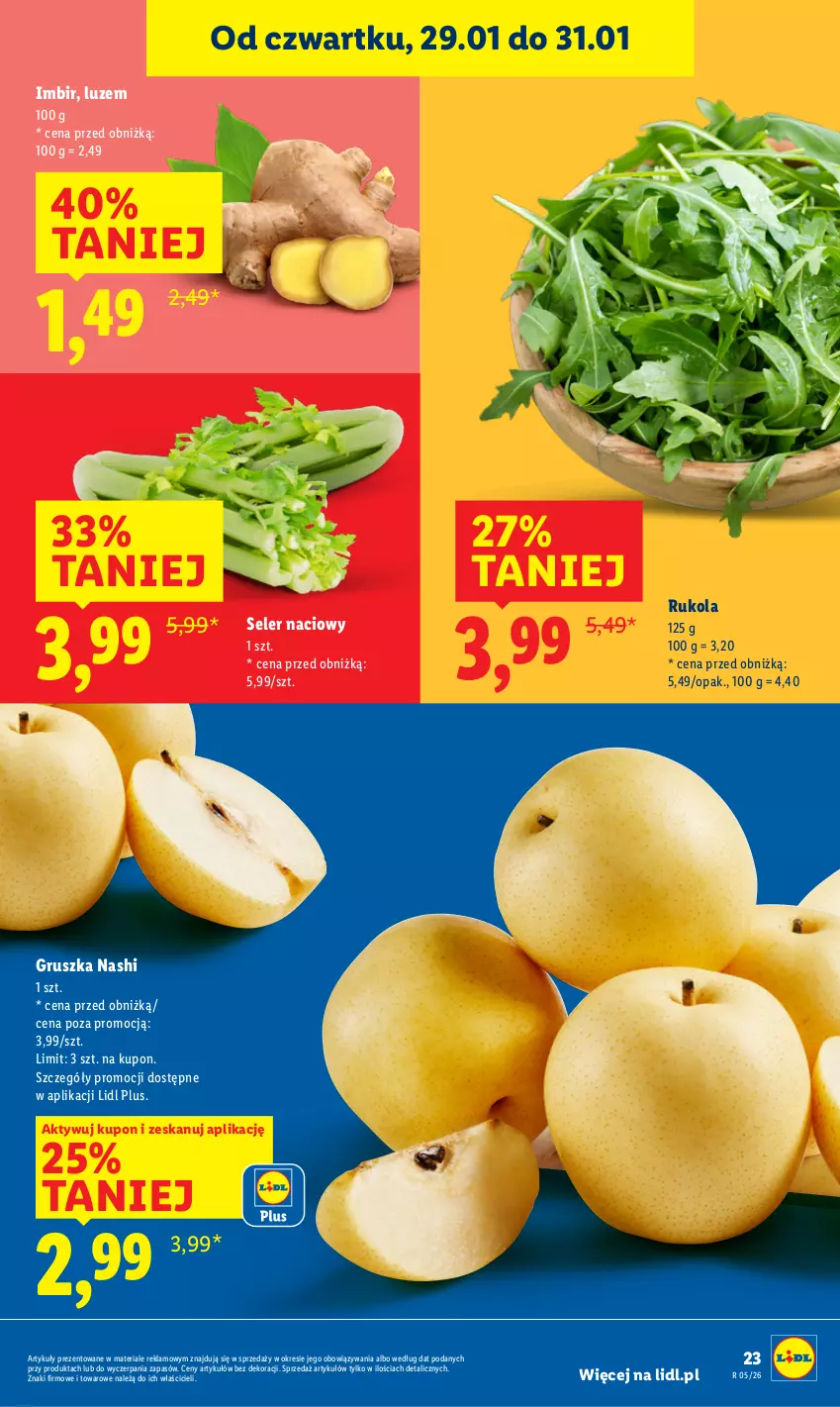 Gazetka promocyjna Lidl - GAZETKA - ważna 29.01 do 31.01.2026 - strona 23 - produkty: Imbir, Rukola, Seler naciowy