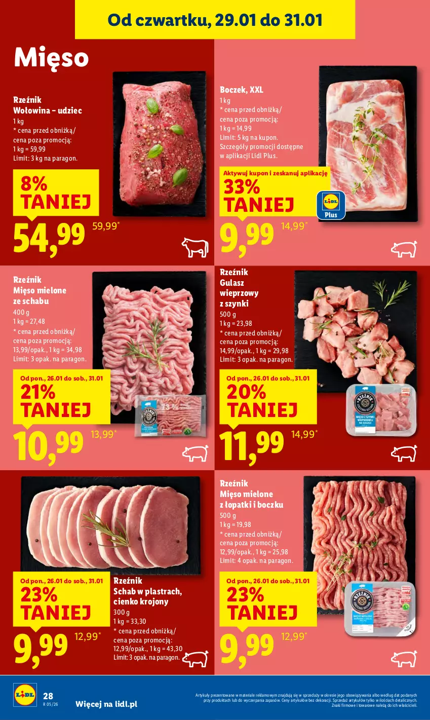Gazetka promocyjna Lidl - GAZETKA - ważna 29.01 do 31.01.2026 - strona 28 - produkty: Boczek, Mięso, Mięso mielone, Wołowina