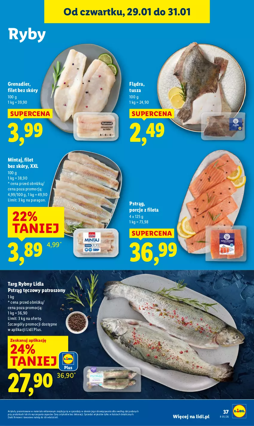 Gazetka promocyjna Lidl - GAZETKA - ważna 29.01 do 31.01.2026 - strona 37 - produkty: Grenadier, Mintaj, Por, Pstrąg, Pstrąg tęczowy, Tusz